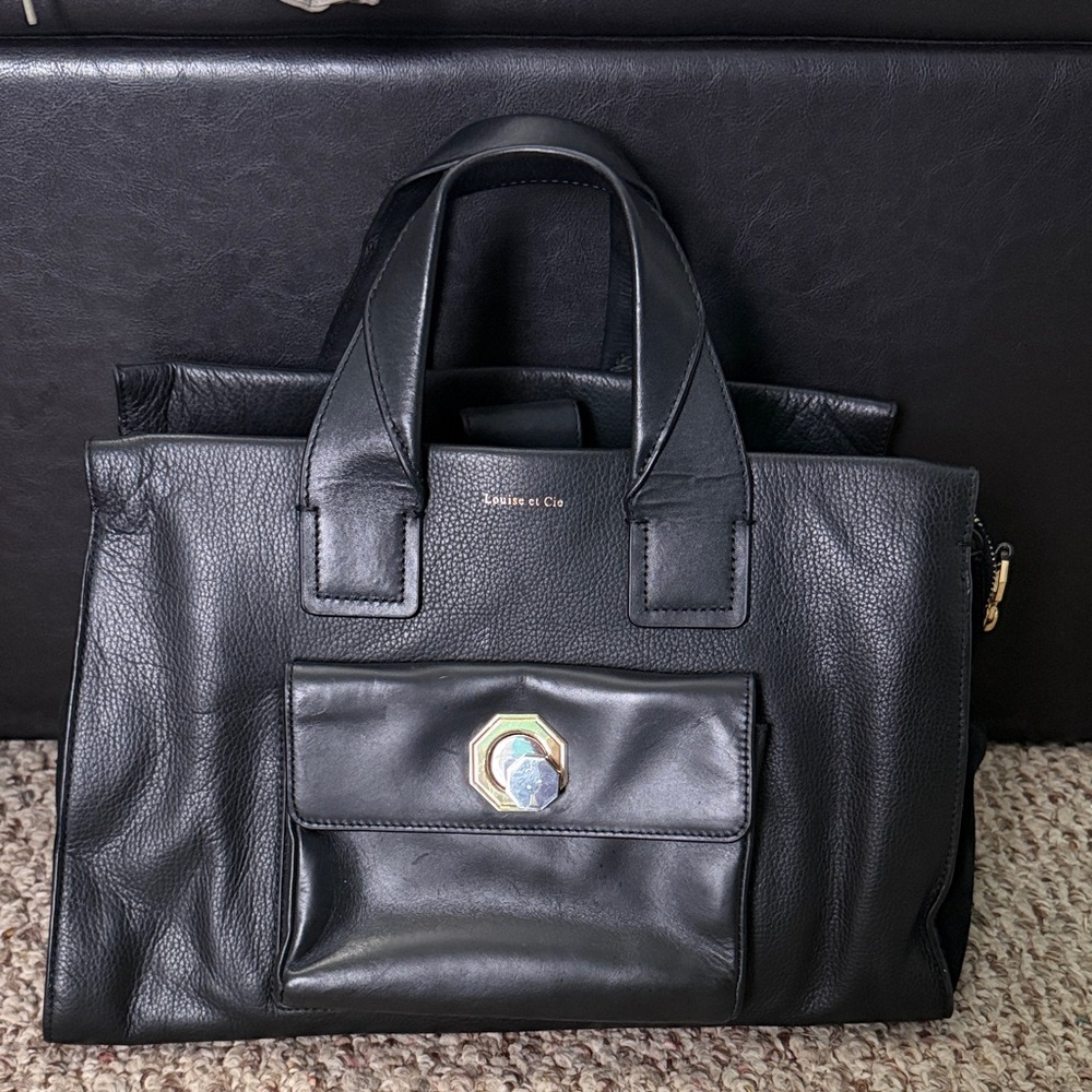 Louise et Cie Black Tote with Gold Accent